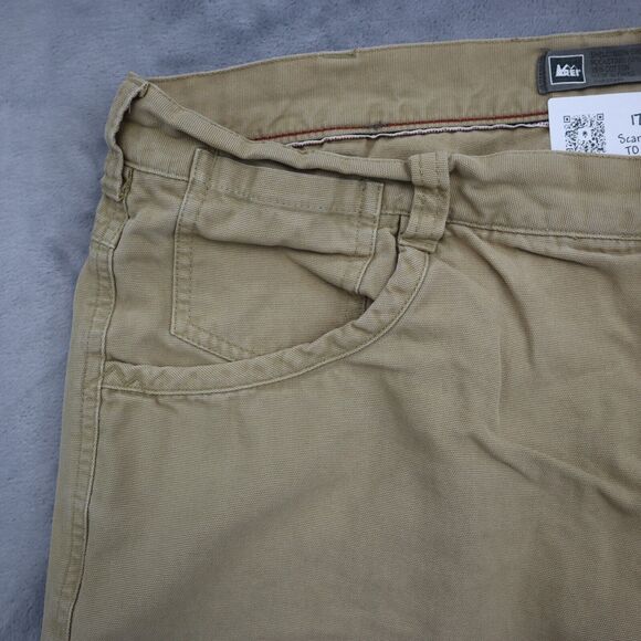 Rei Shorts Mens 38 Brown High Waist Flat Front 5 Pocket Design Casual Chino - Picture 11 of 15